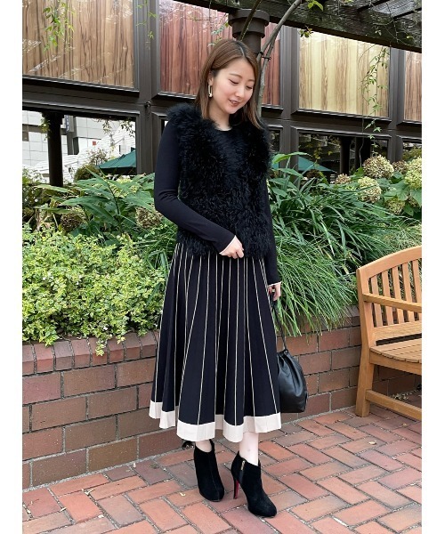 「EPOCA THE SHOP」 ニットワンピース 38 ブラック レディース_画像2