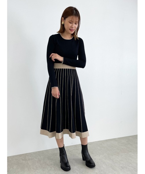 「EPOCA THE SHOP」 ニットワンピース 38 ブラック レディース_画像4