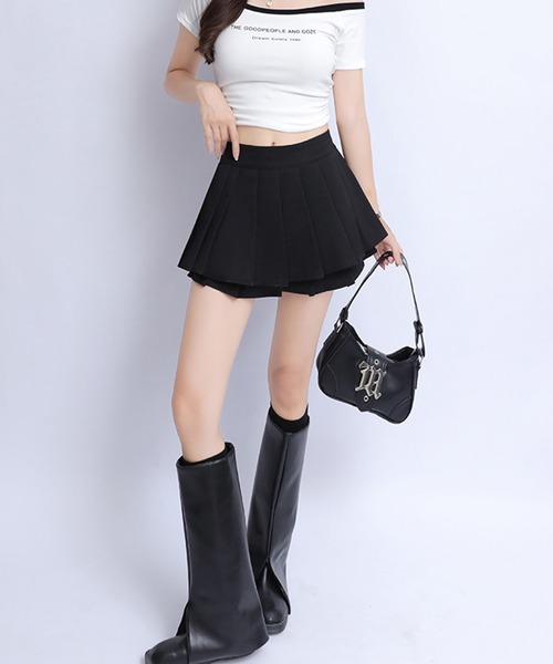 ＆soiree（アンドソワレ） スカート ダブルプリーツミニスカート