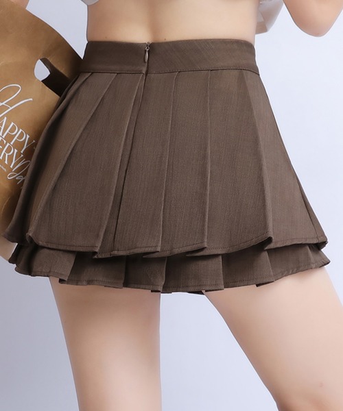 ＆soiree（アンドソワレ） スカート ダブルプリーツミニスカート