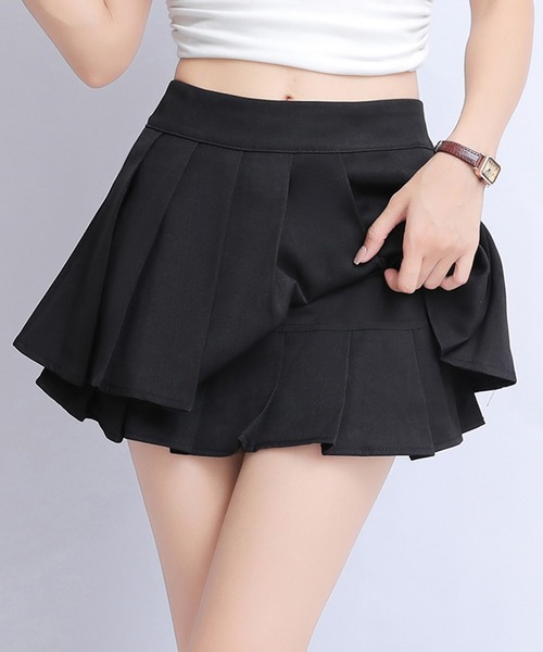 ＆soiree（アンドソワレ） スカート ダブルプリーツミニスカート