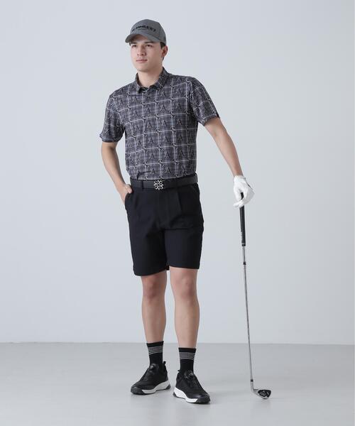 St ANDREWS ポロシャツ トリコットメッシュロゴチェックプリント半袖