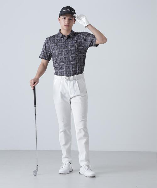 St ANDREWS ポロシャツ トリコットメッシュロゴチェックプリント半袖