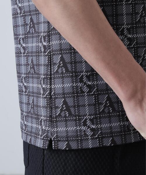 St ANDREWS ポロシャツ トリコットメッシュロゴチェックプリント半袖