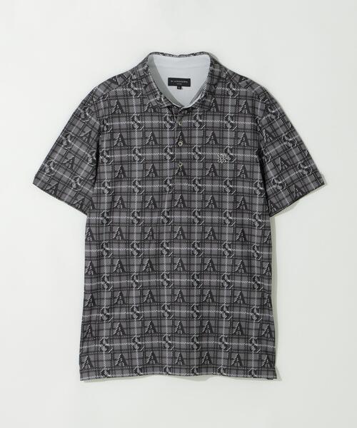St ANDREWS ポロシャツ トリコットメッシュロゴチェックプリント半袖