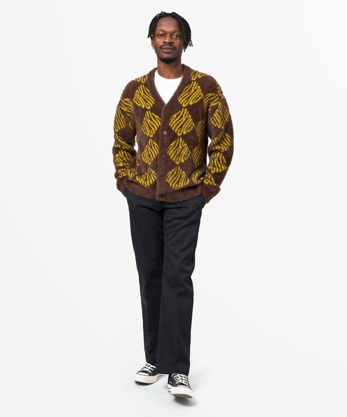 HUF（ハフ） ニットカーディガン SMALL ブラウン メンズ : ZOZOTOWN 