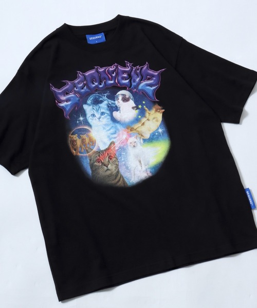 tシャツ ユニバース キャットTシャツ/宇宙 猫 フォトプリント/韓国