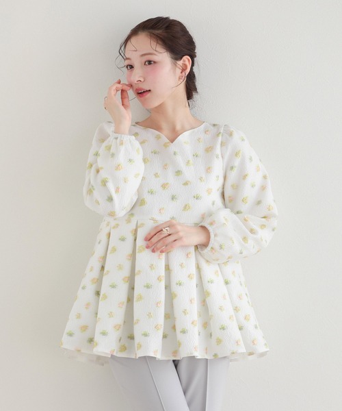 Fit more（フィットモア） ブラウス シャツ シアージャガード花柄