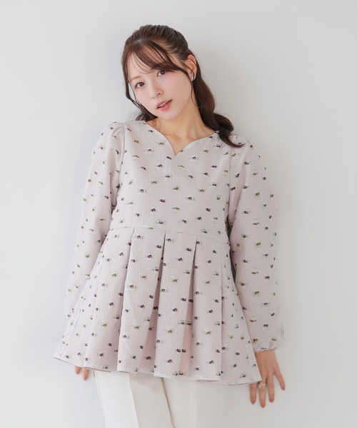 Fit more（フィットモア） ブラウス シャツ シアージャガード花柄