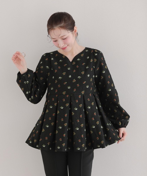 Fit more（フィットモア） ブラウス シャツ シアージャガード花柄