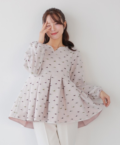 Fit more（フィットモア） ブラウス シャツ シアージャガード花柄