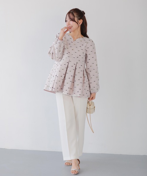 Fit more（フィットモア） ブラウス シャツ シアージャガード花柄