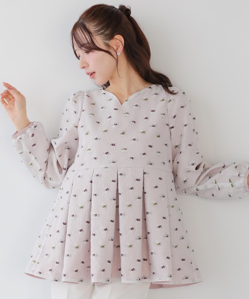 Fit more（フィットモア） ブラウス シャツ シアージャガード花柄