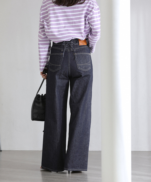 ジーンズ デニム デニムパンツ 「洗える」SOMETHING / サムシング LISA LACE UP WIDE レディース_15