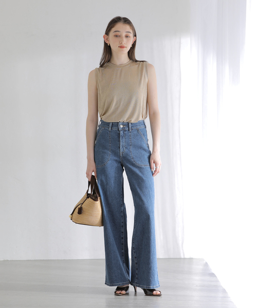 ジーンズ デニム デニムパンツ 「洗える」SOMETHING / サムシング LISA LACE UP WIDE レディース_16