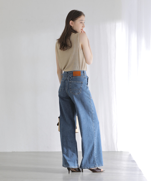 ジーンズ デニム デニムパンツ 「洗える」SOMETHING / サムシング LISA LACE UP WIDE レディース_17
