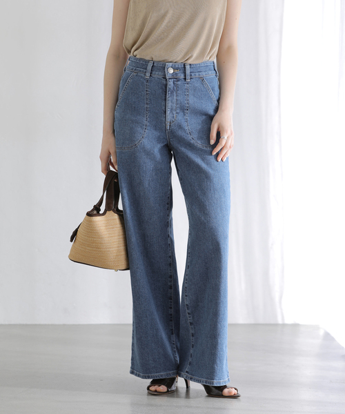 ジーンズ デニム デニムパンツ 「洗える」SOMETHING / サムシング LISA LACE UP WIDE レディース_18