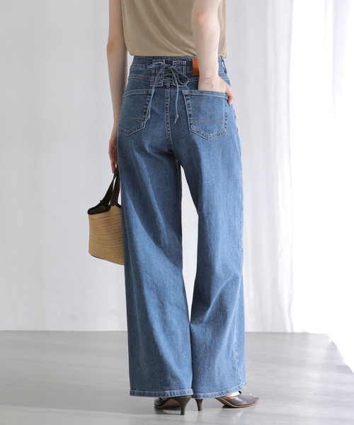 ジーンズ デニム デニムパンツ 「洗える」SOMETHING / サムシング LISA LACE UP WIDE レディース_19
