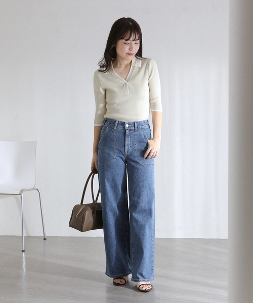 ジーンズ デニム デニムパンツ 「洗える」SOMETHING / サムシング LISA LACE UP WIDE レディース_21