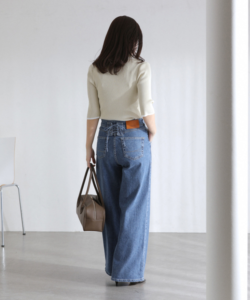 ジーンズ デニム デニムパンツ 「洗える」SOMETHING / サムシング LISA LACE UP WIDE レディース_22