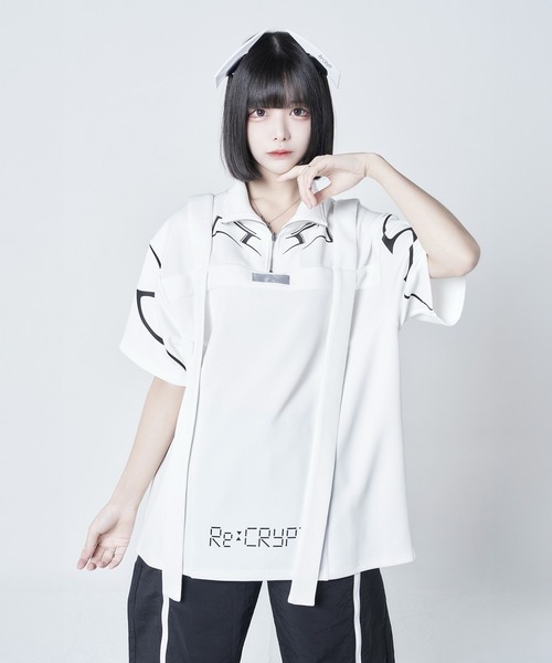 Re：CRYPT（リクリプト） tシャツ ハーフジップ切り替えテープトップス