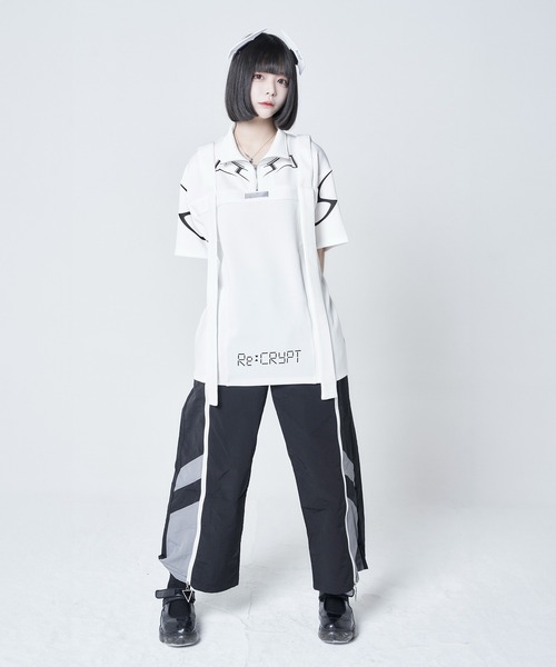 Re：CRYPT（リクリプト） tシャツ 半袖 ハーフジップ切り替えテープ