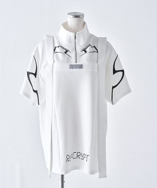 Re：CRYPT（リクリプト） tシャツ 半袖 ハーフジップ切り替えテープ
