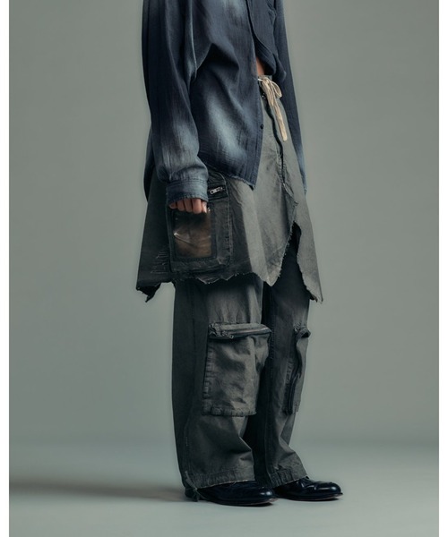 カーゴパンツ ADAMPATEK　grunge layered Cargo Pants レイヤードカーゴパンツ メンズ レディース