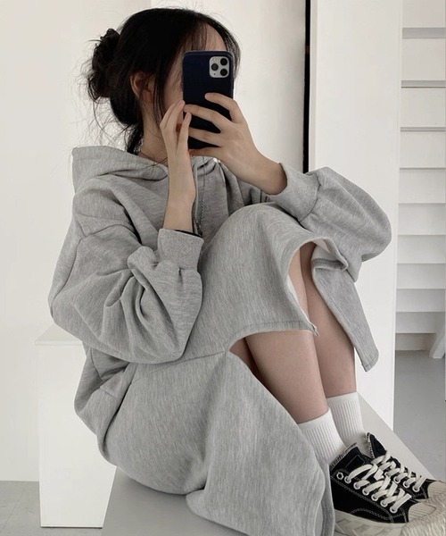 「shopnikoniko」 長袖ワンピース フリー グレー レディース_画像2