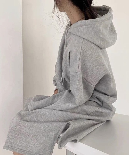 「shopnikoniko」 長袖ワンピース フリー グレー レディース_画像3
