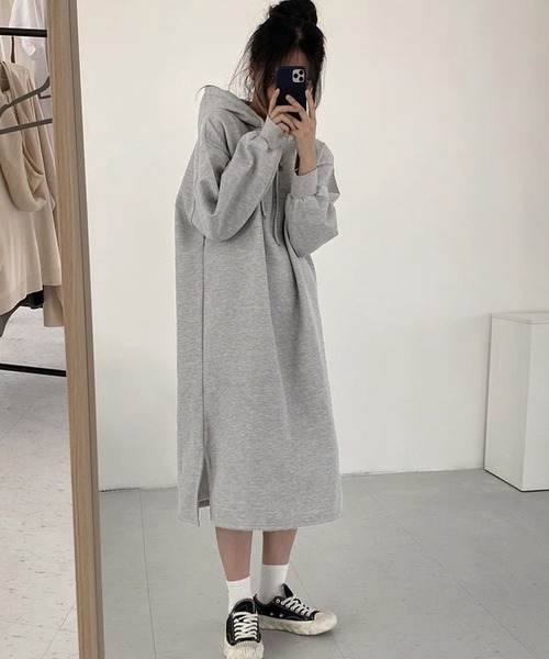 「shopnikoniko」 長袖ワンピース フリー グレー レディース_画像4