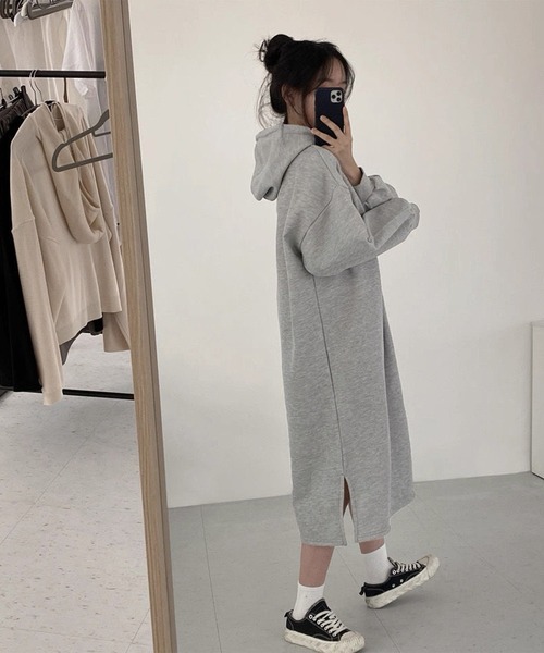 「shopnikoniko」 長袖ワンピース フリー グレー レディース_画像5