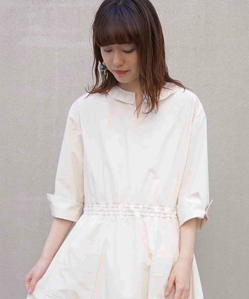 「haupia」 7分袖ワンピース 38 ベージュ レディース_画像4
