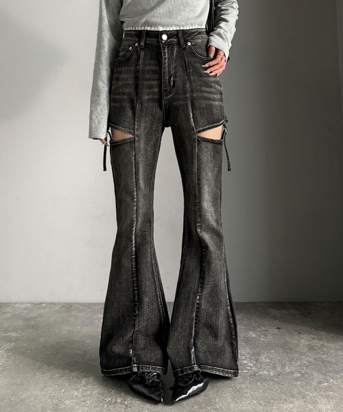 mily bilet ブーツカットデニムパンツ SMALL ブルー レディース