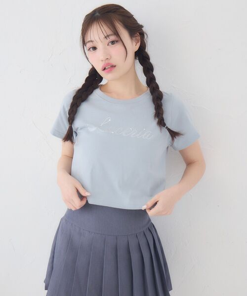 EMSEXCITE - Emsexcite エムズエキサイト ベスト ゴブラン織 ブルーシルバーグレー Emsexcite（エムズエキサイト） tシャツ 半袖 キラキラスターロゴT