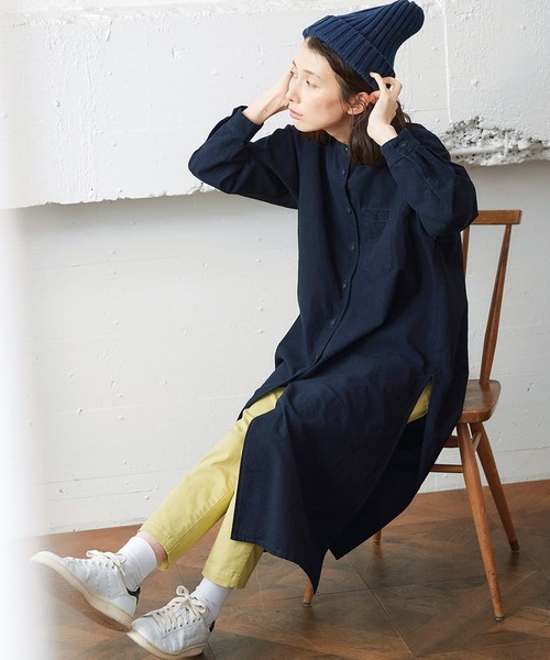 「Sunny clouds」 長袖ブラウス LARGE インディゴブルー レディース_画像7