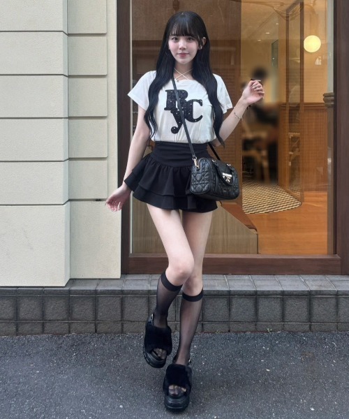 NICE CLAUP フェイクファー厚底サンダル ブラック M one after another NICE CLAUP サンダル フェイクファーサンダル