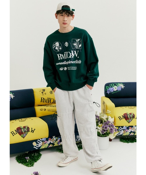 ★2022SS新作★ROMANTIC CROWN★OVERLAP SLOGAN SWEAT SHIRT スウェット OVERLAP SLOGAN SWEAT SHIRT / ロマンティック