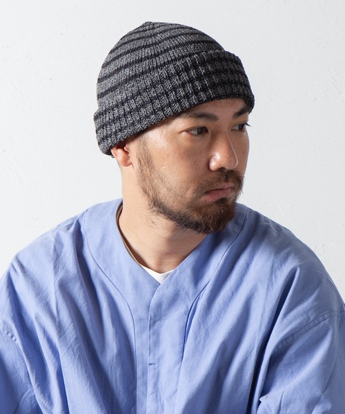 RACAL（ラカル） ニット帽 ニットキャップ 和紙混紡ボーダーニット