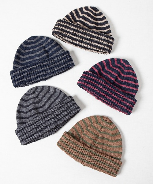 RACAL（ラカル） ニット帽 ニットキャップ 和紙混紡ボーダーニット