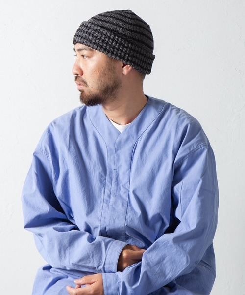 RACAL（ラカル） ニット帽 ニットキャップ 和紙混紡ボーダーニット