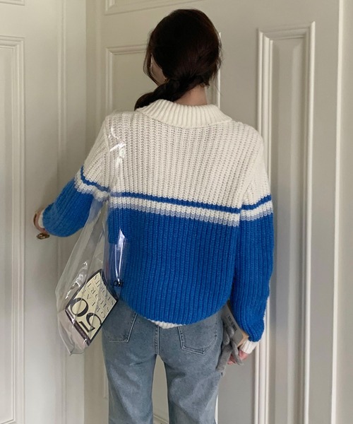 ニット セーター バイカラーポロニットセーター レディース : ZOZOTOWN