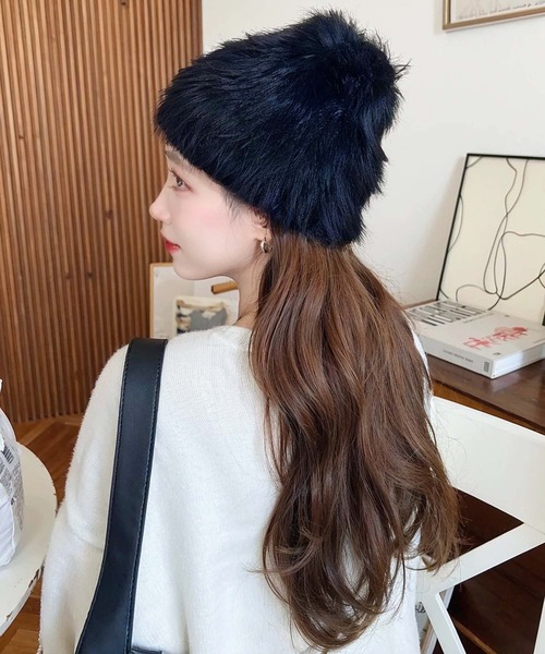 moment+ ニット帽 ニットキャップ シャギーニット帽 レディース