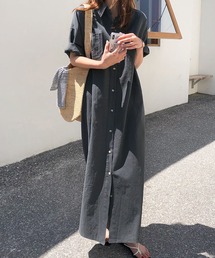プープレ　ロングワンピース　ロングシャツ SETUP7（セットアップセブン）の「【SETUP7】フィット＆フレア