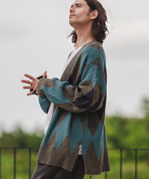 CAMBIO（カンビオ） カーディガン mcg3293- オーバーサイズアーガイル