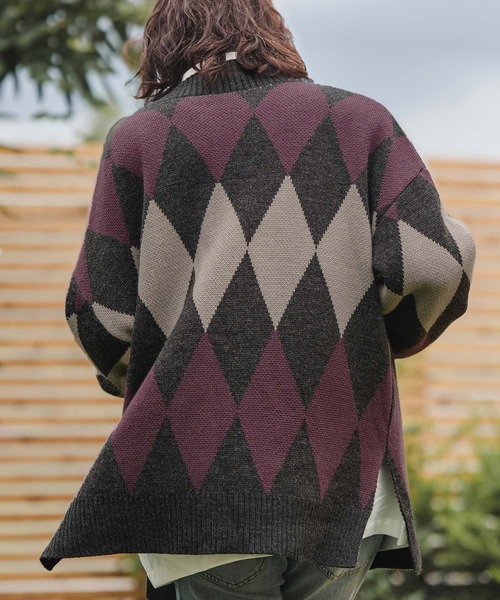 CAMBIO（カンビオ） カーディガン mcg3293- オーバーサイズアーガイル