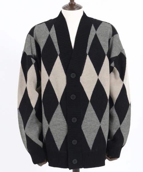 CAMBIO（カンビオ） カーディガン mcg3293- オーバーサイズアーガイル