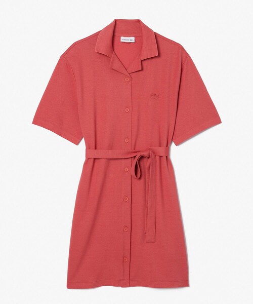 U302/美品 LACOSTE ロングシャツワンピース 鹿の子 38 ピンク U302/美品 LACOSTE ロングシャツワンピース 鹿の子 38 ピンク