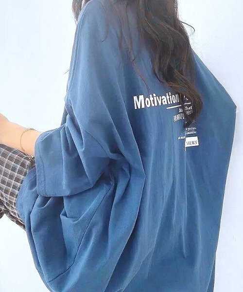 SHEENA tシャツ MotivationロゴプリントオーバーサイズTシャツ
