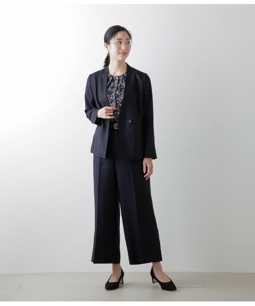 ブラウス シャツ ナイトペイズリープリント 7分袖比翼タックブラウス レディース NEWYORKER ブラウス シャツ ナイトペイズリープリント 7分袖比翼